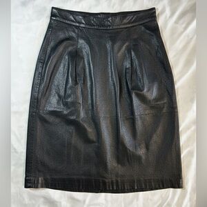 Vintage Pelle Black Leather Pencil Skirt